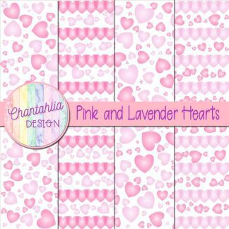 Free pink and lavender hearts digital papers