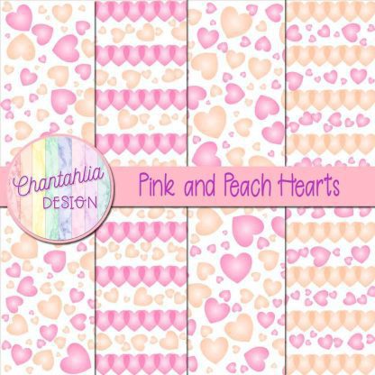 Free pink and lavender hearts digital papers