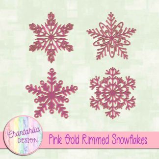 Free pink gold rimmed snowflakes