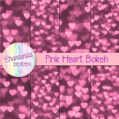 Free pink heart bokeh digital papers