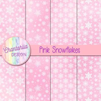Free pink snowflakes digital papers