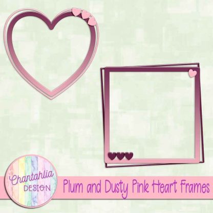 Free plum and dusty pink heart frames