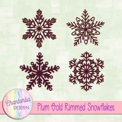 Free plum gold rimmed snowflakes