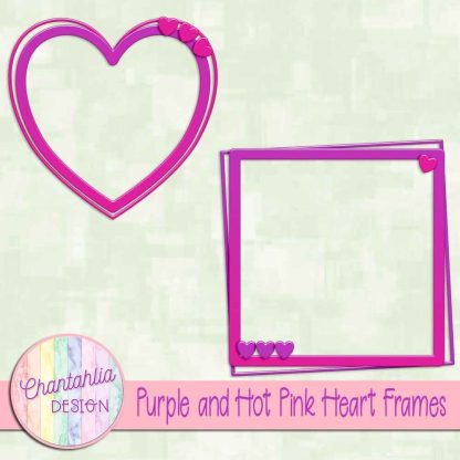 Free purple and hot pink heart frames