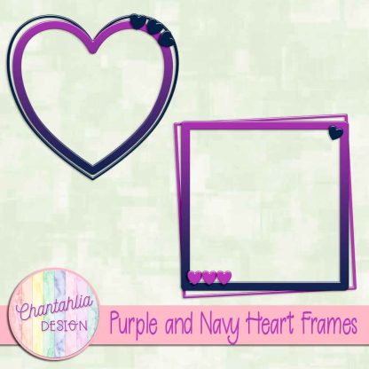 Free purple and navy heart frames