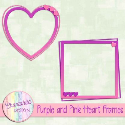 Free purple and pink heart frames