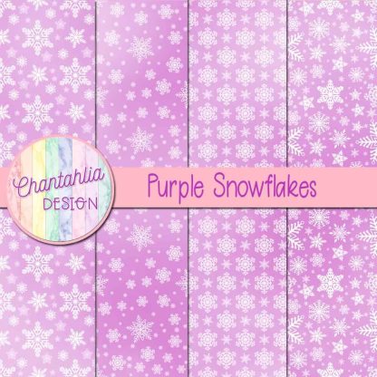 Free purple snowflakes digital papers