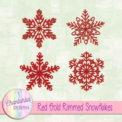 Free red gold rimmed snowflakes