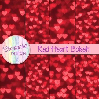 Free red heart bokeh digital papers