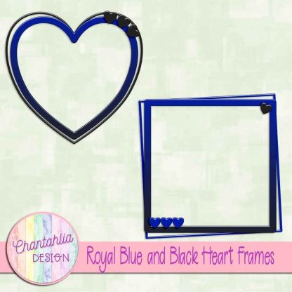 Free royal blue and black heart frames