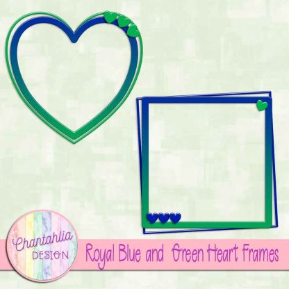 Free royal blue and green heart frames