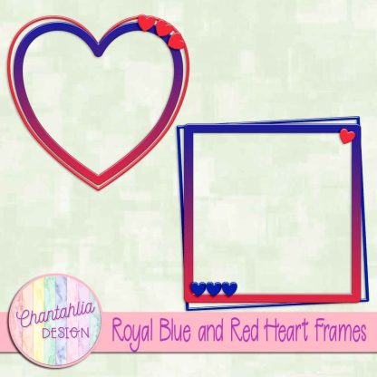 Free royal blue and red heart frames