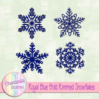 Free royal blue gold rimmed snowflakes