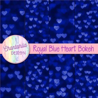 Free royal blue heart bokeh digital papers