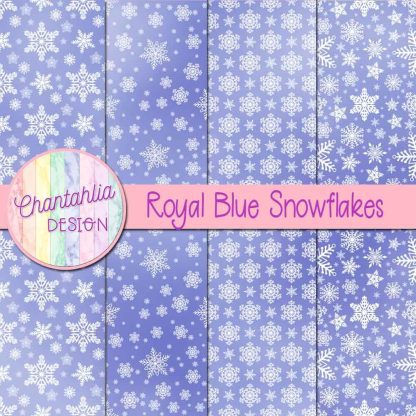 Free royal blue snowflakes digital papers
