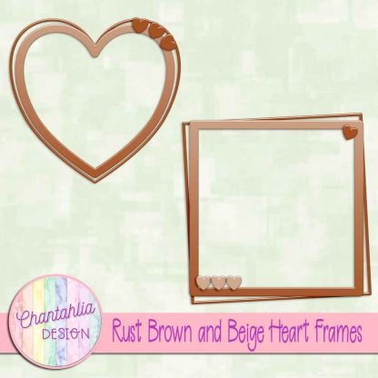Free rust brown and beige heart frames