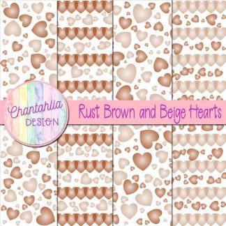 Free rust brown and beige hearts digital papers