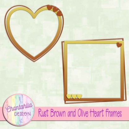 Free rust brown and olive heart frames
