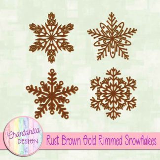 Free rust brown gold rimmed snowflakes