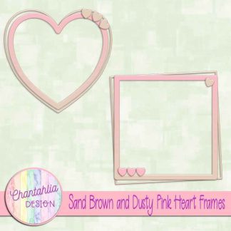 Free sand brown and dusty pink heart frames