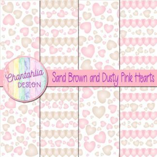 Free sand brown and dusty pink hearts digital papers