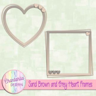 Free sand brown and grey heart frames