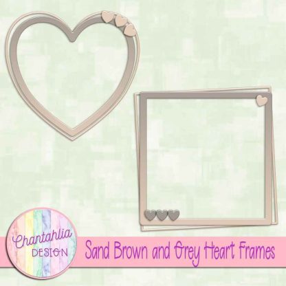 Free sand brown and grey heart frames