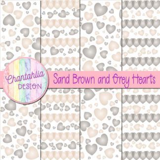 Free sand brown and grey hearts digital papers