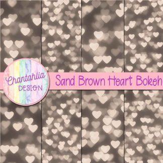 Free sand brown heart bokeh digital papers