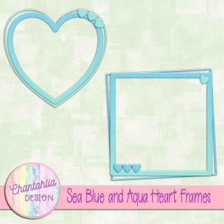 Free sea blue and aqua heart frames