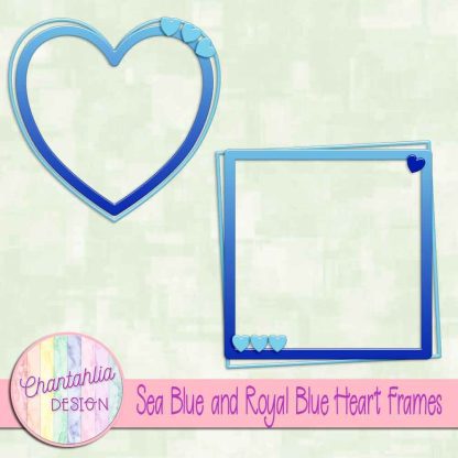 Free sea blue and royal blue heart frames