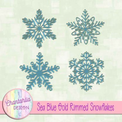 Free sea blue gold rimmed snowflakes