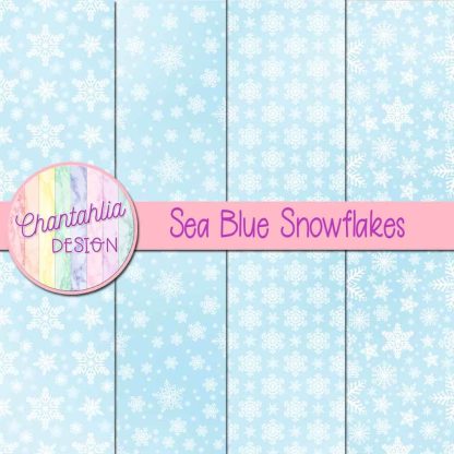 Free sea blue snowflakes digital papers