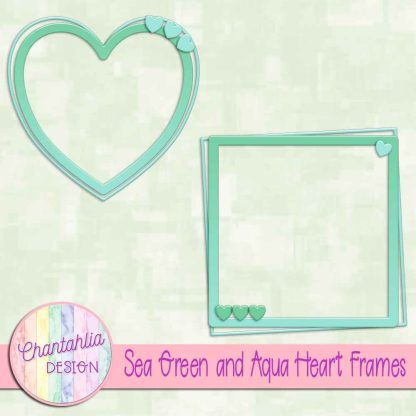 Free sea green and aqua heart frames