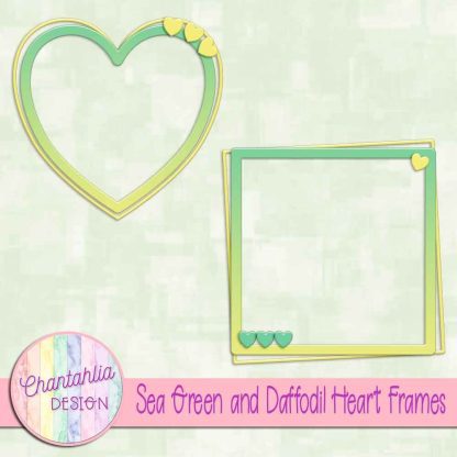 Free sea green and daffodil heart frames