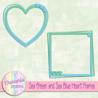 Free sea green and sea blue heart frames