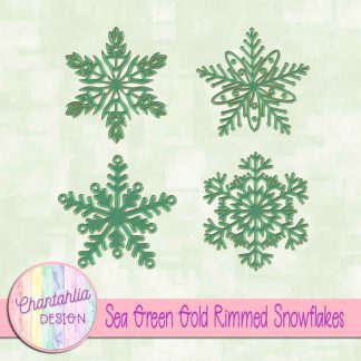 Free sea green gold rimmed snowflakes