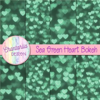 Free sea green heart bokeh digital papers