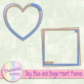 Free sky blue and beige heart frames