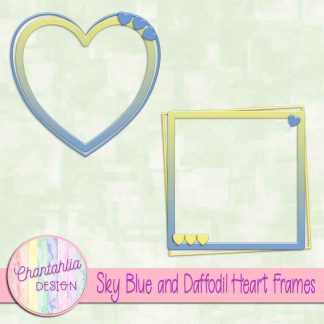 Free sky blue and daffodil heart frames