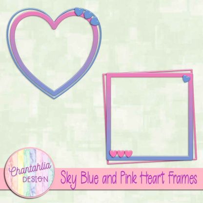 Free sky blue and pink heart frames