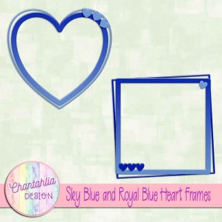 Free sky blue and royal blue heart frames