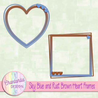Free sky blue and rust brown heart frames