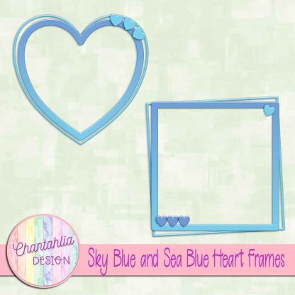 Free sky blue and sea blue heart frames