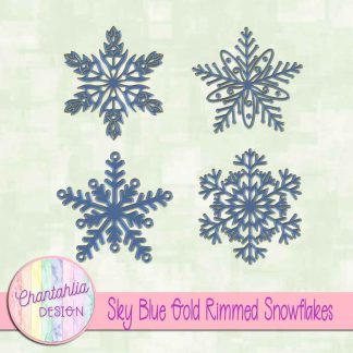 Free sky blue gold rimmed snowflakes