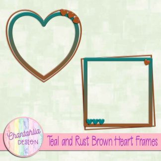 Free teal and rust brown heart frames