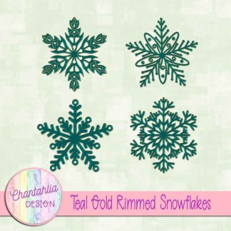 Free teal gold rimmed snowflakes