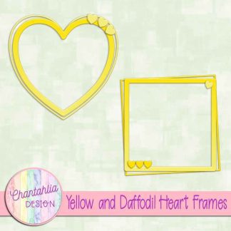 Free yellow and daffodil heart frames