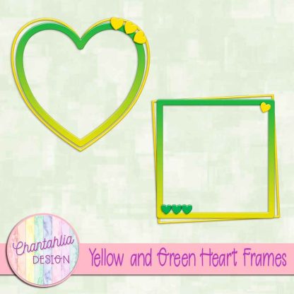 Free yellow and green heart frames