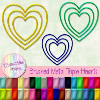 Free triple hearts in a brushed metal style.